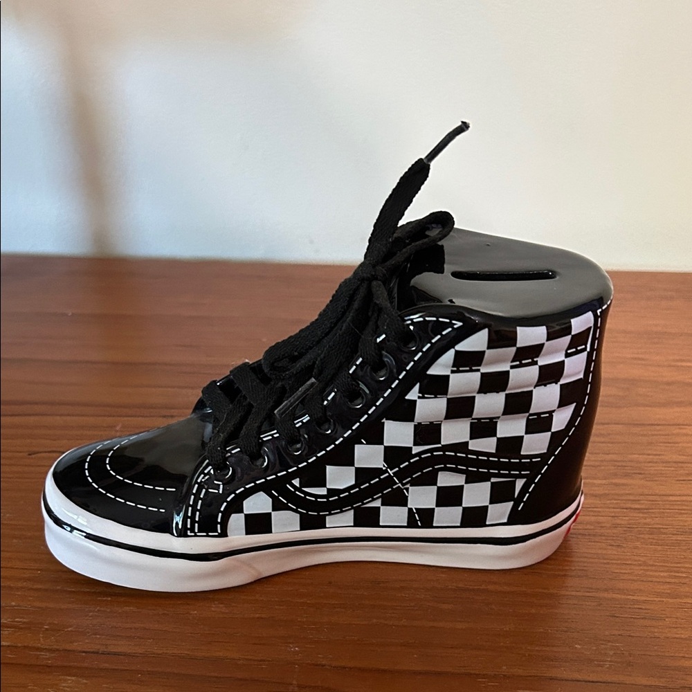 Vans Black and White Checkerboard High-Top Sneaker Bank